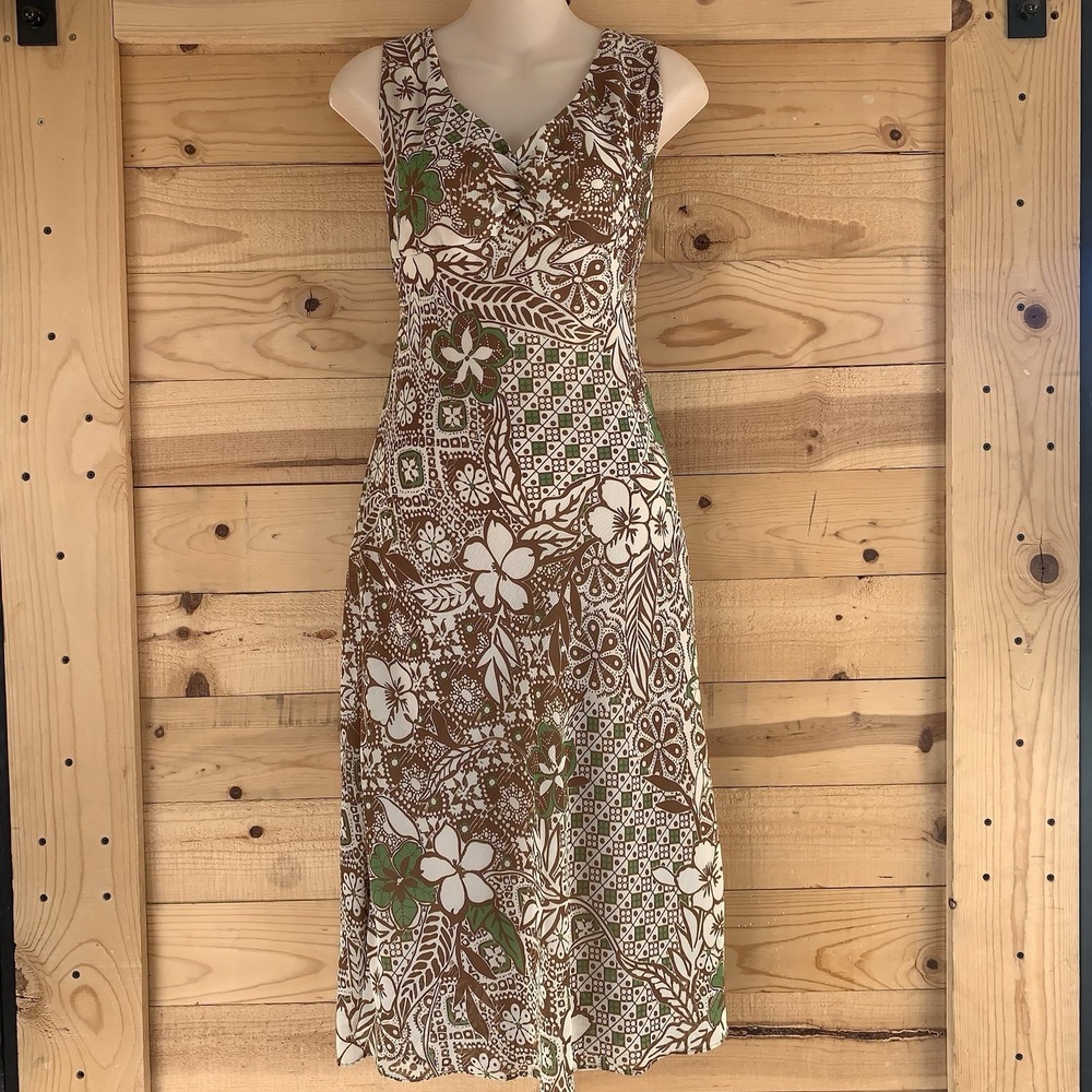 Y2K Breakin Loose Midi‎ Babydoll Dress 14 Boho Fairycore Floral Brown Green